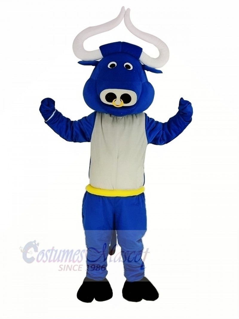 Blue Muscle Bull Ox Mascot Costume Animal