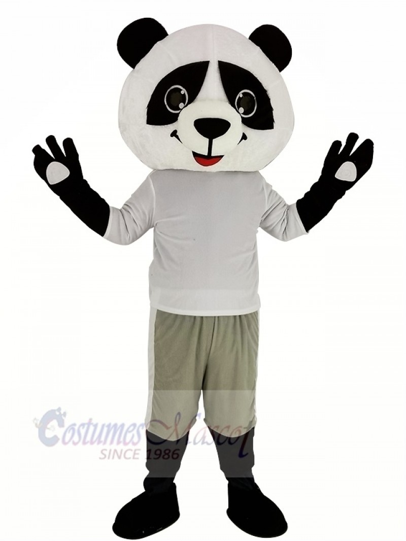 Cute Panda with Gray Coat Mascot Costume Animal