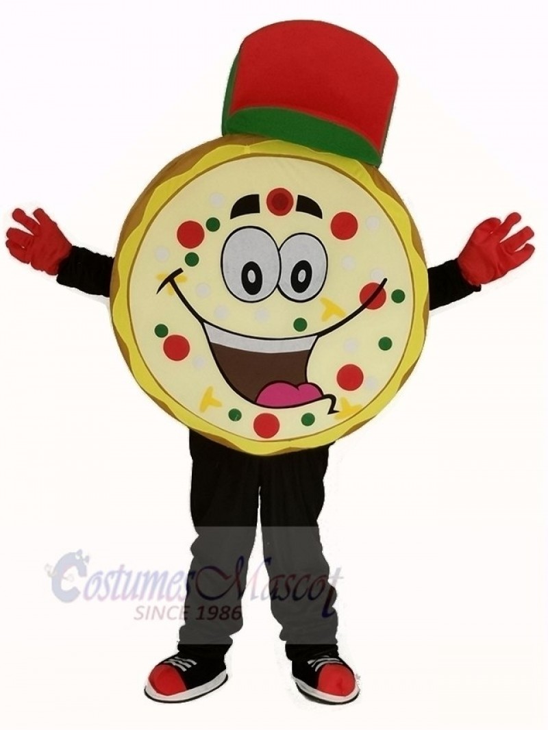 Yummy Pizza with Red Hat Mascot Costume