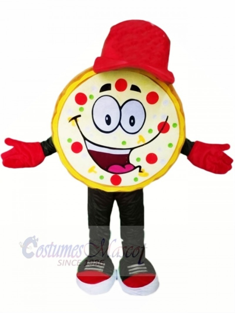 Funny Pizza with Red Hat Mascot Costumes Cartoon