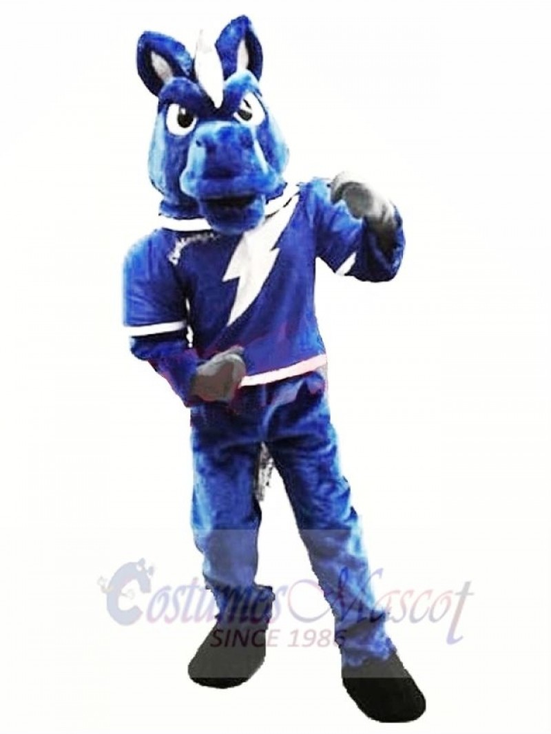 Power Fierce Blue Horse Mascot Costume 