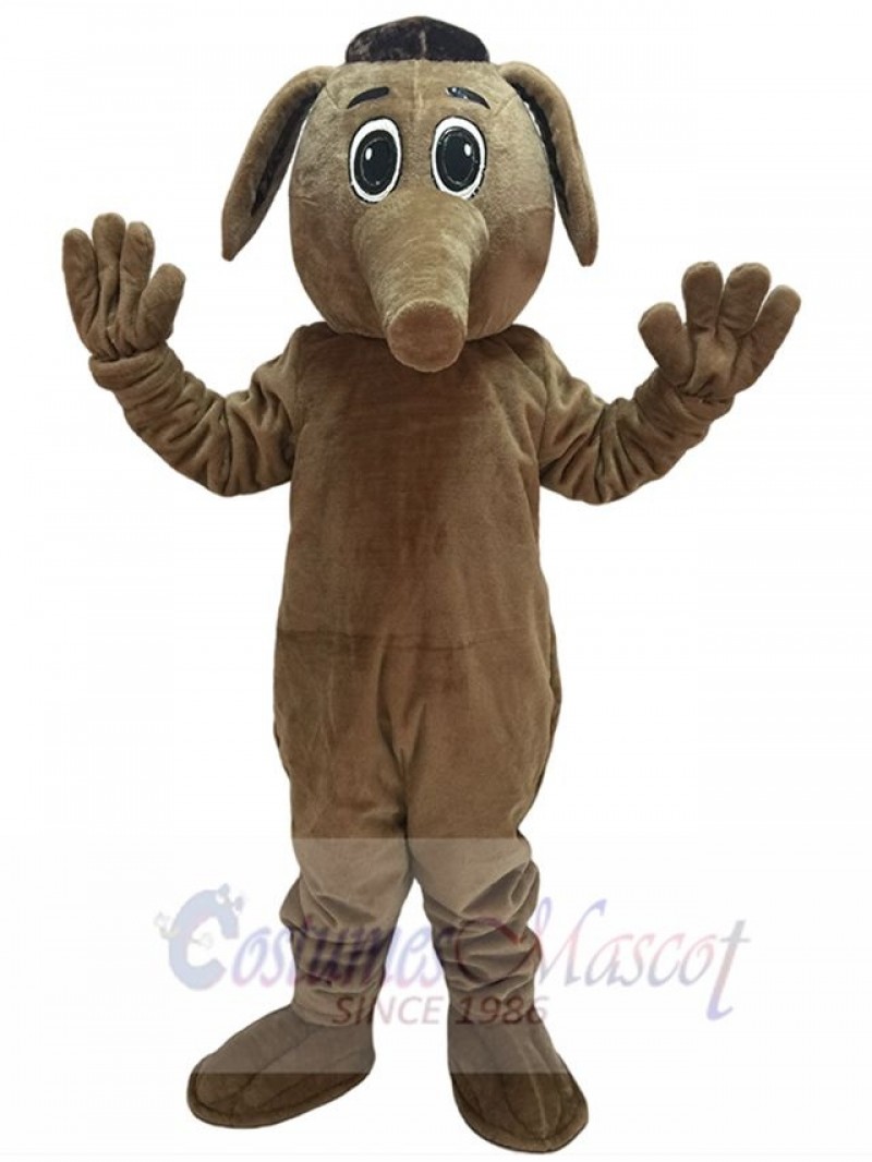 Cute Brown Comic Aardvark Mascot Costume