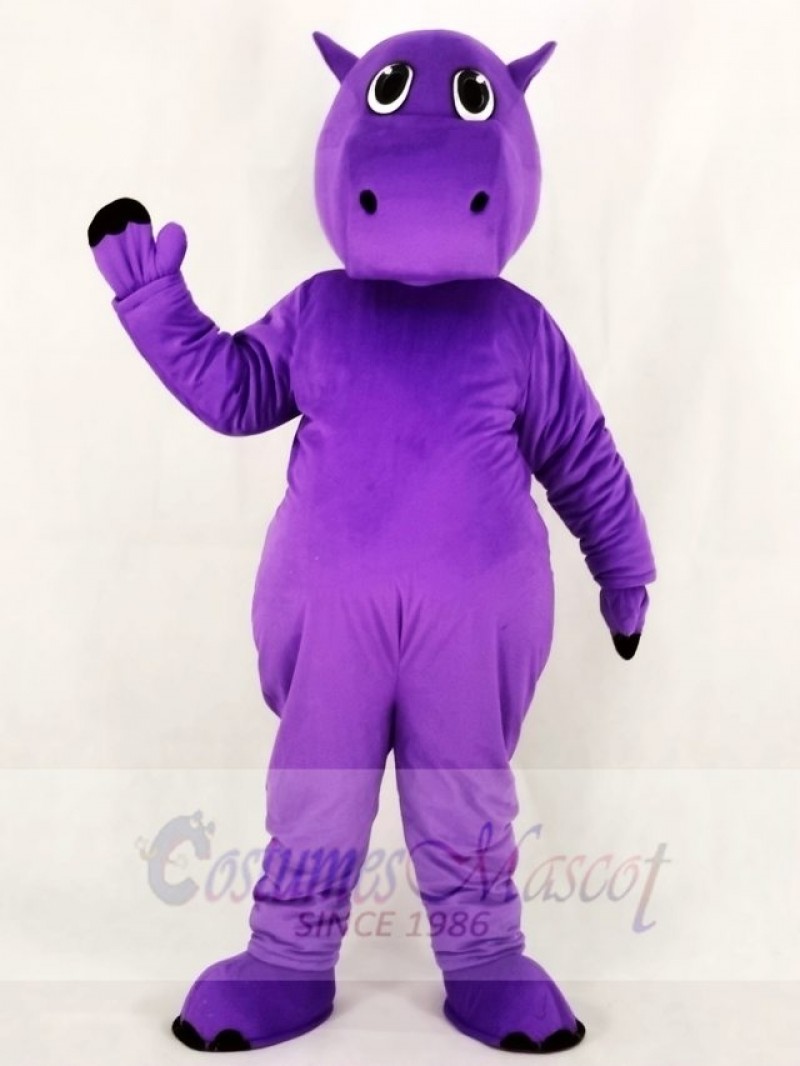Cute Purple Hippo Mascot Costume School