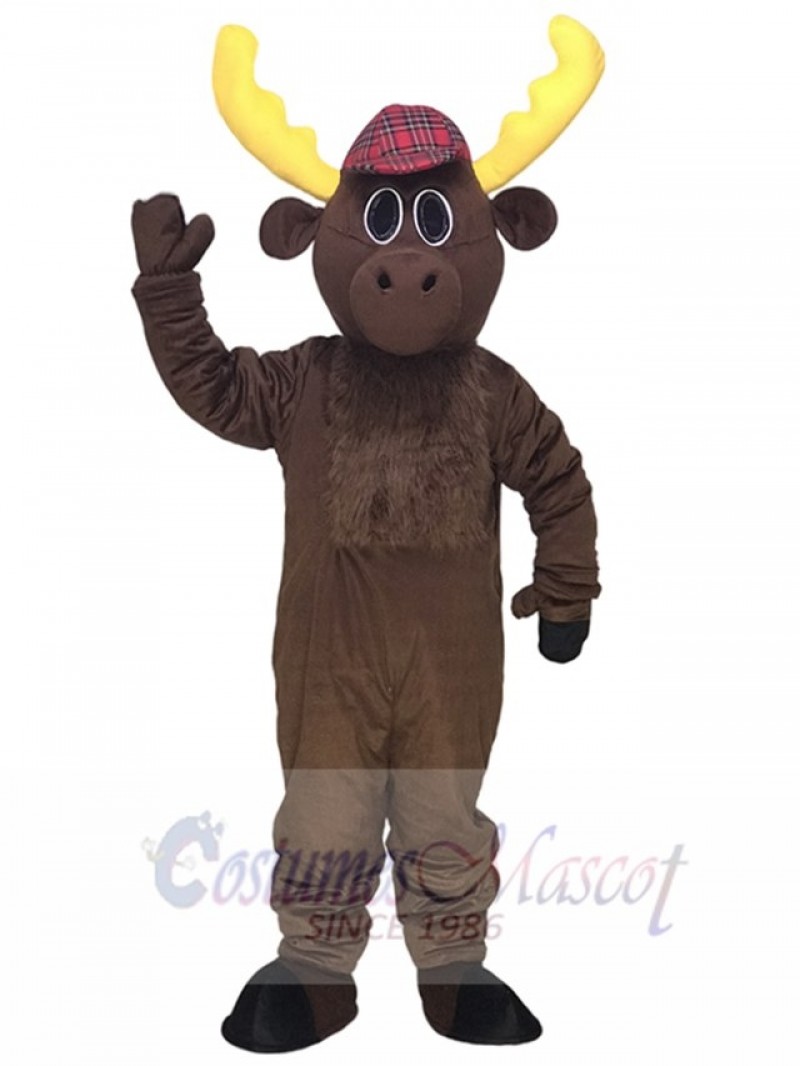 Dark Brown Hunter Moose with Hat Mascot Costumes