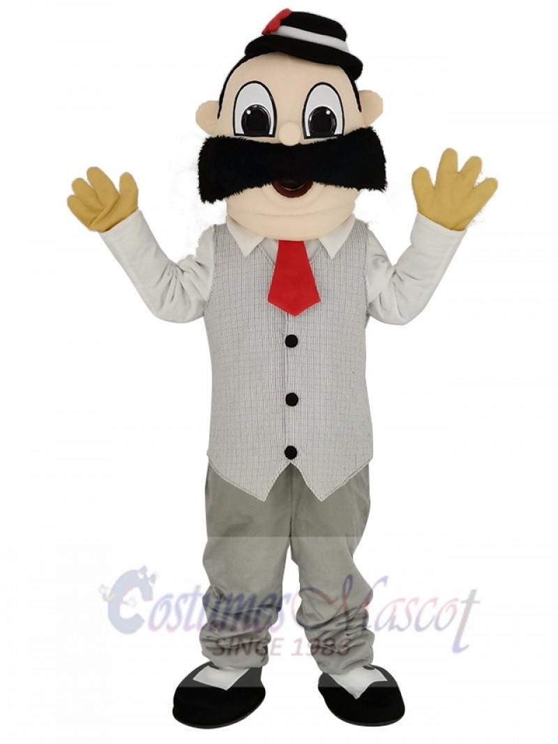 Barber in White Shirt Mascot Costume