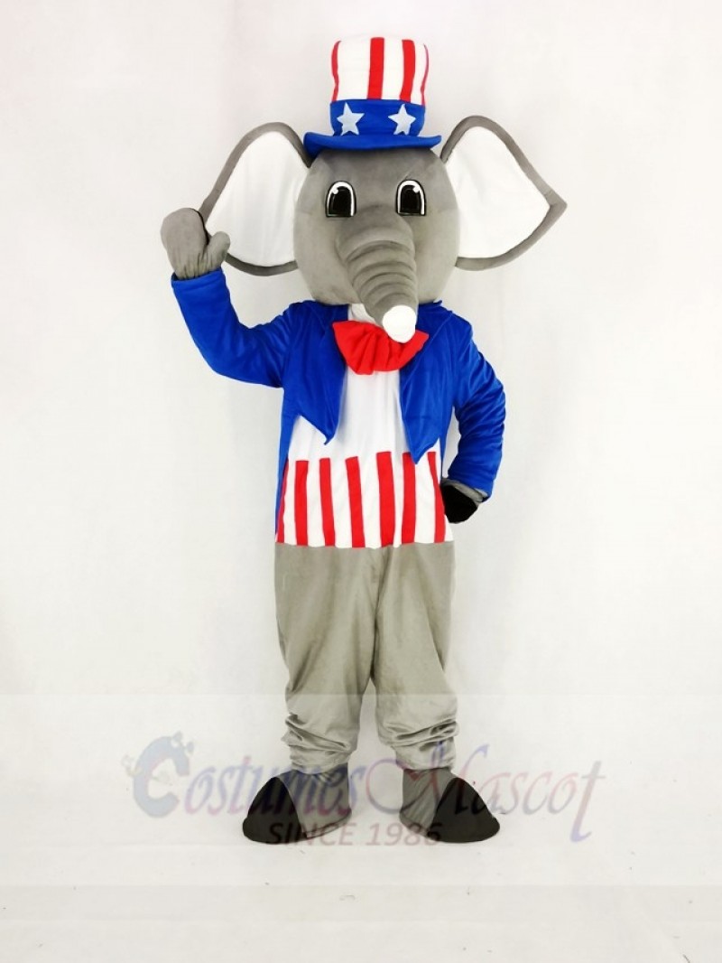 Realistic Patriotic Elephant Mascot Costume Cartoon