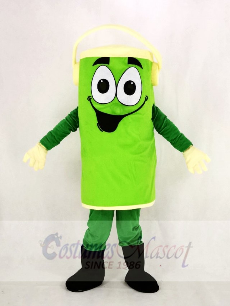 Green Peter Paint Can Mascot Costume Cartoon