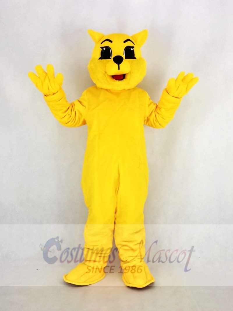 Yellow Wildcat Mascot Costume Cartoon	