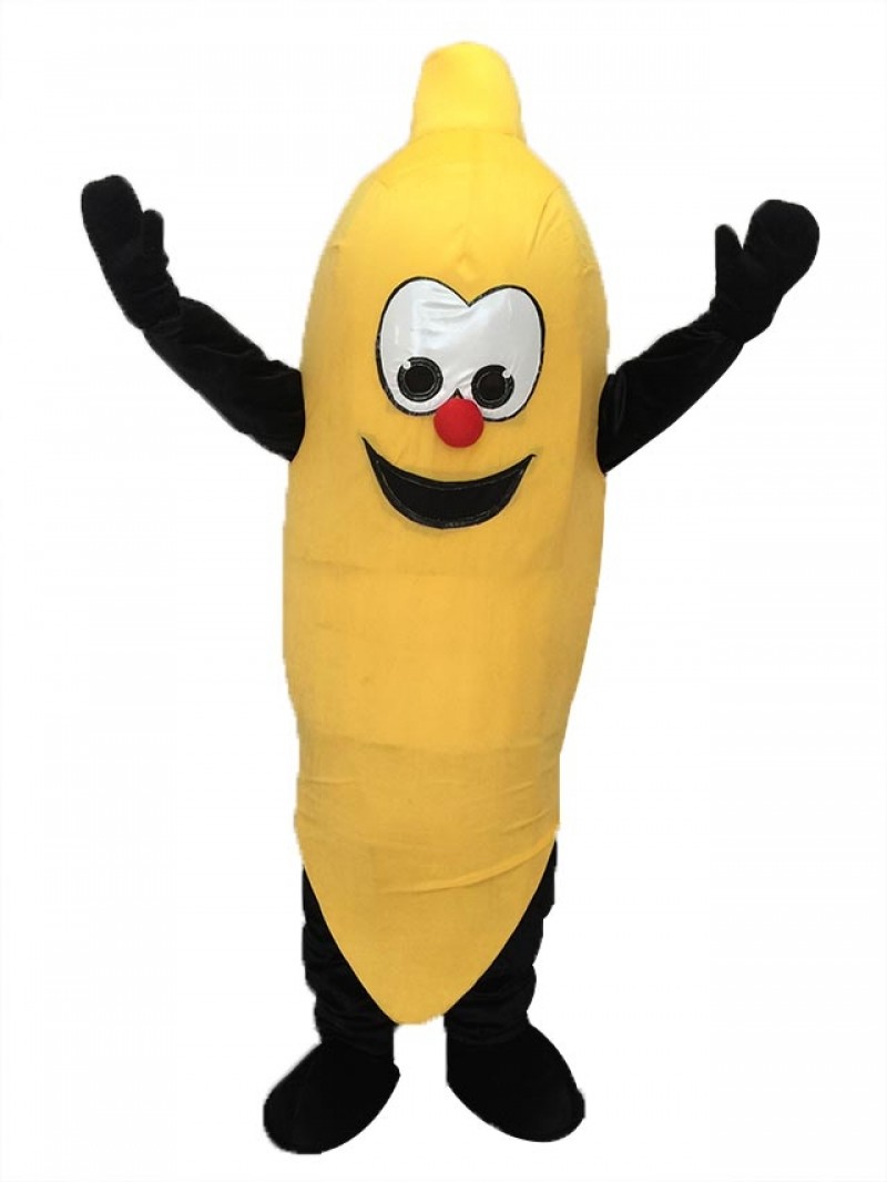 High Quality Realistic New Happy Yellow Banana Mascot Costume