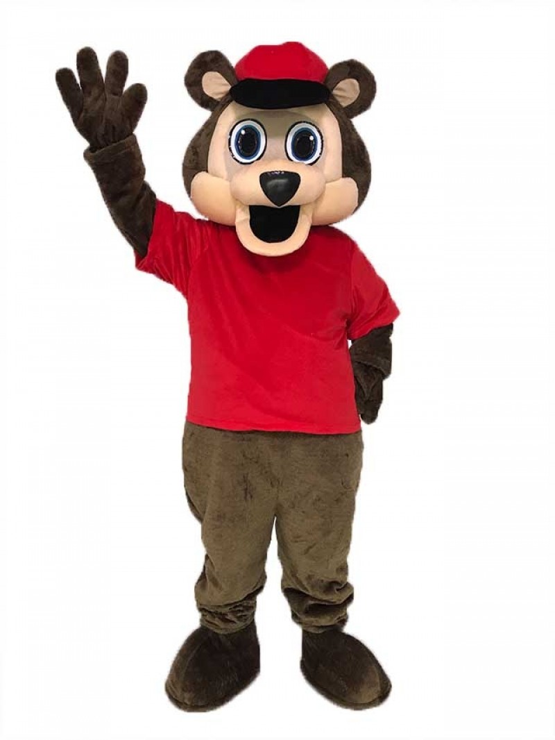 Brown Bear with Hat Mascot Costume