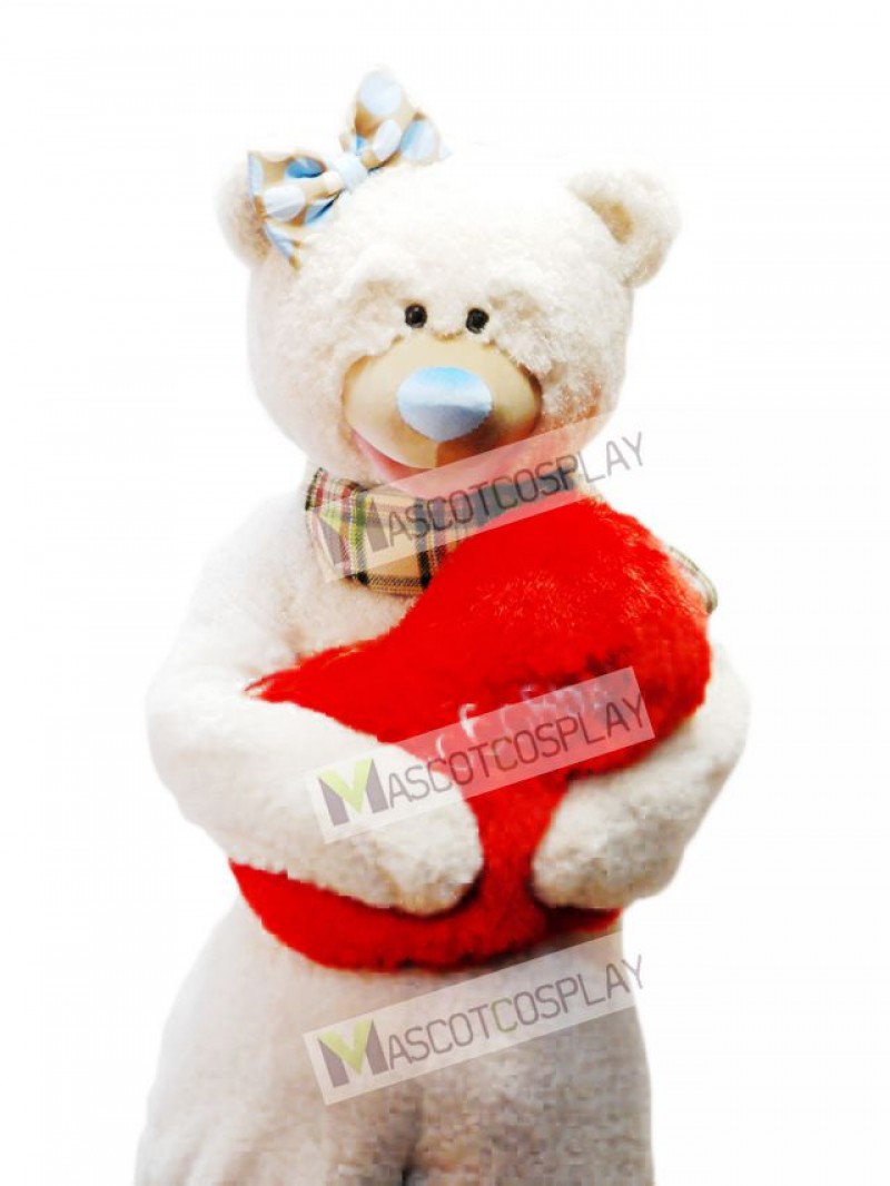 Bear With Bow & Scarf Mascot Costume Red Heart NOT INCLUDED