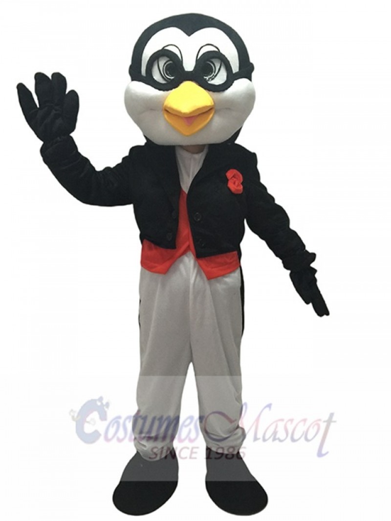 Cute Doctor Penguin in Black Tuxedo Adult Mascot Costume