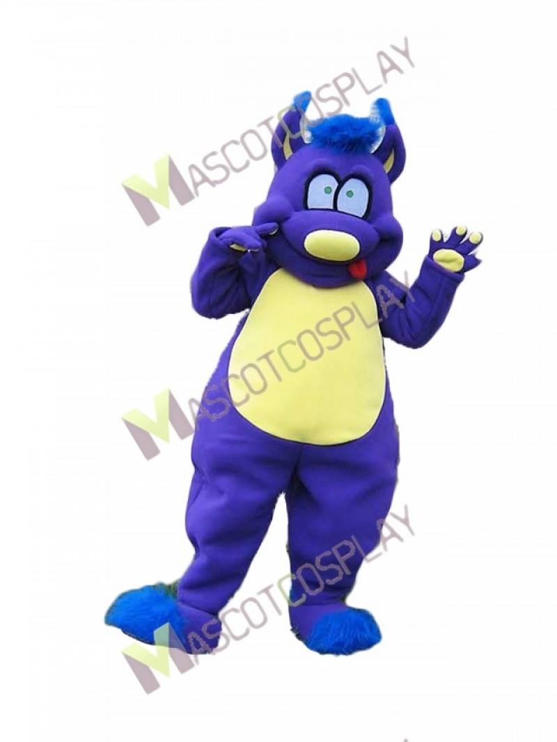 High Quality Adult Purple Monster with Yellow Belly Mascot Costume