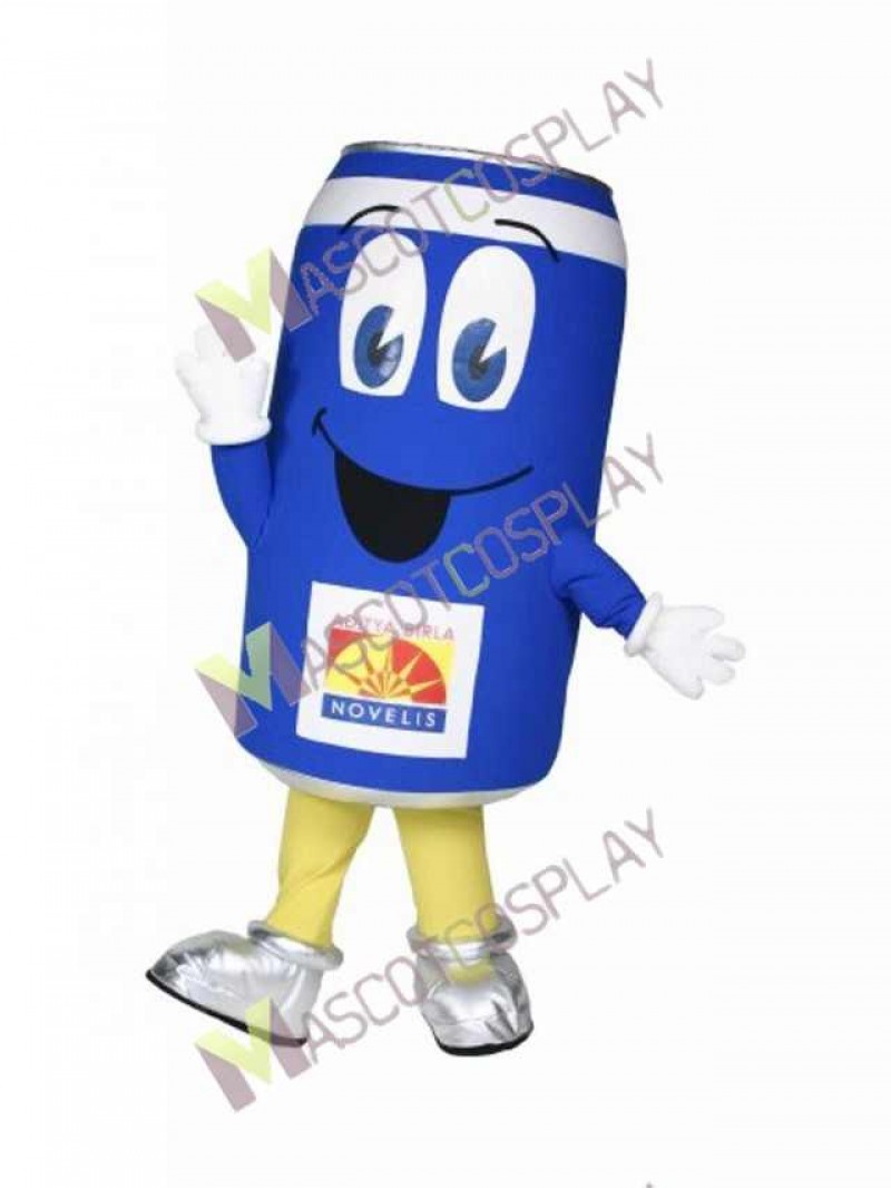 High Quality Adult Blue Can Man Mascot Costume