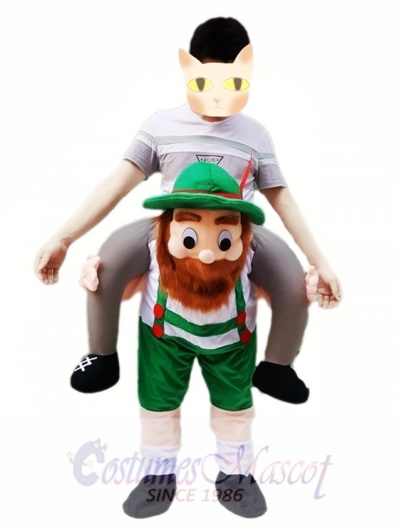 Piggy Back Carry Me Green Bavarian Beer Guy Ride Mascot Costume Fancy Dress