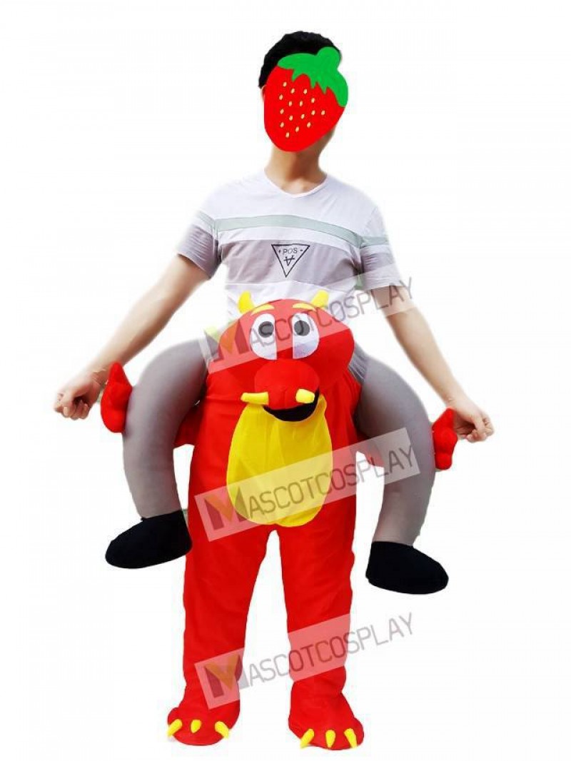 Fire Dragon Piggyback Carry Me Ride on Red Dragon Mascot Costume