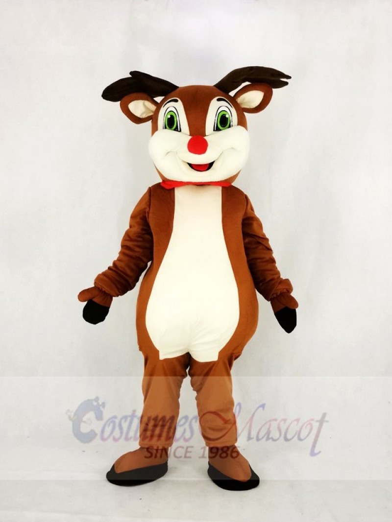 Reindeer with Red Nose Mascot Costume Cartoon	