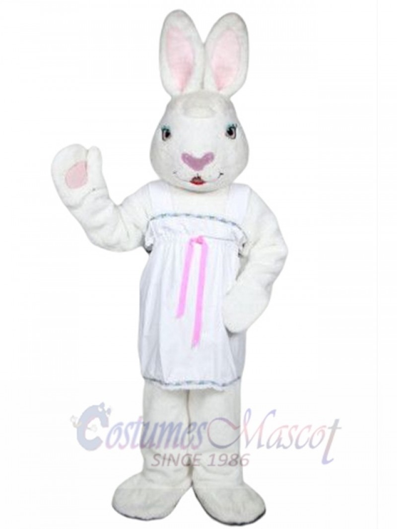 Mrs. White Bunny mascot costume