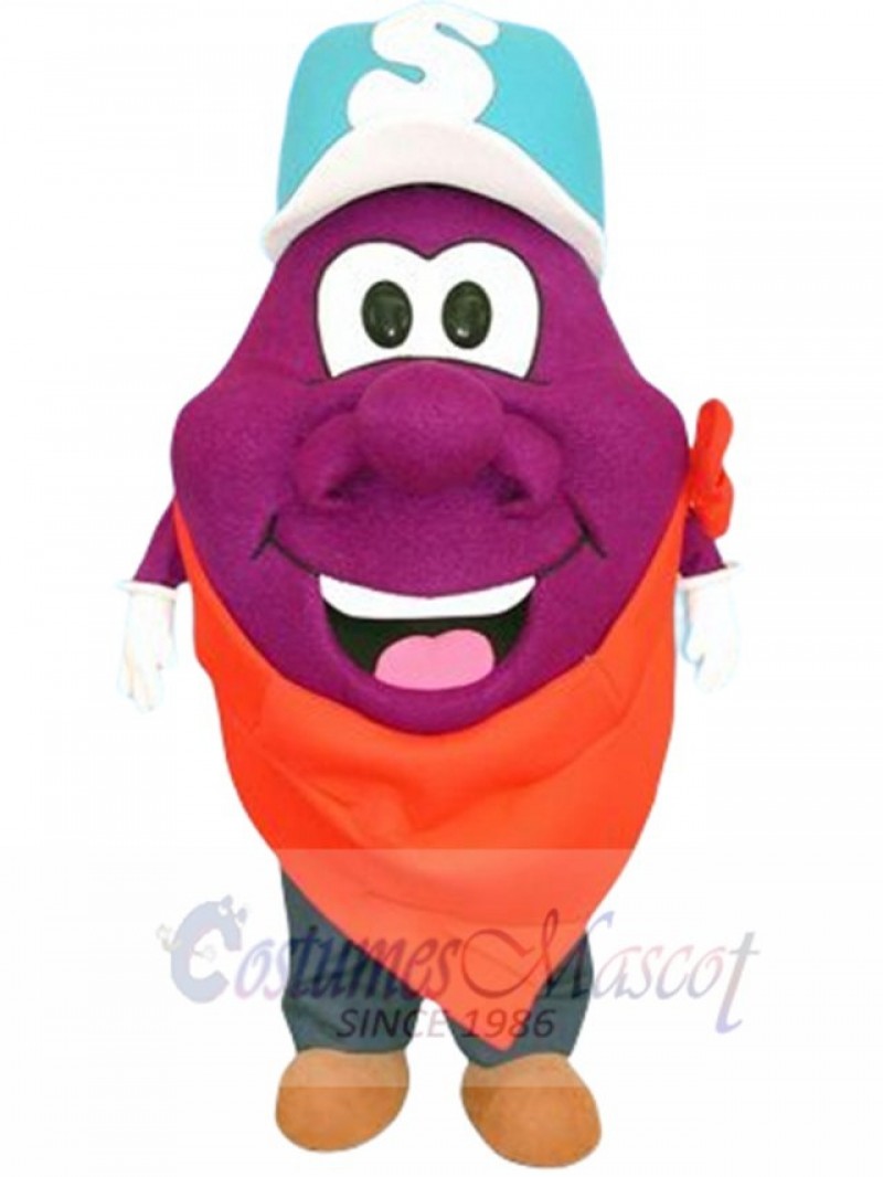 Plum Guy mascot costume