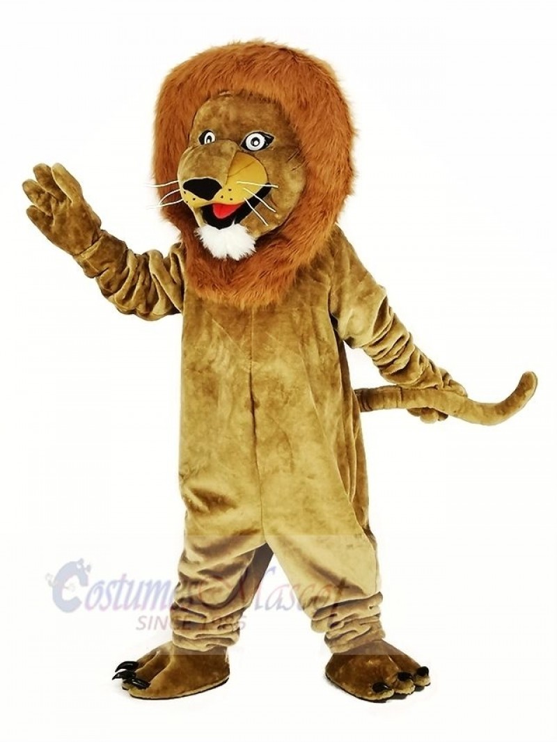 Brown Smiling Lion Mascot Costume Animal