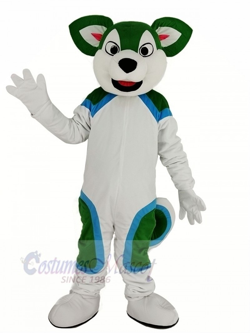 Green and White Husky Dog Fursuit Mascot Costume Animal