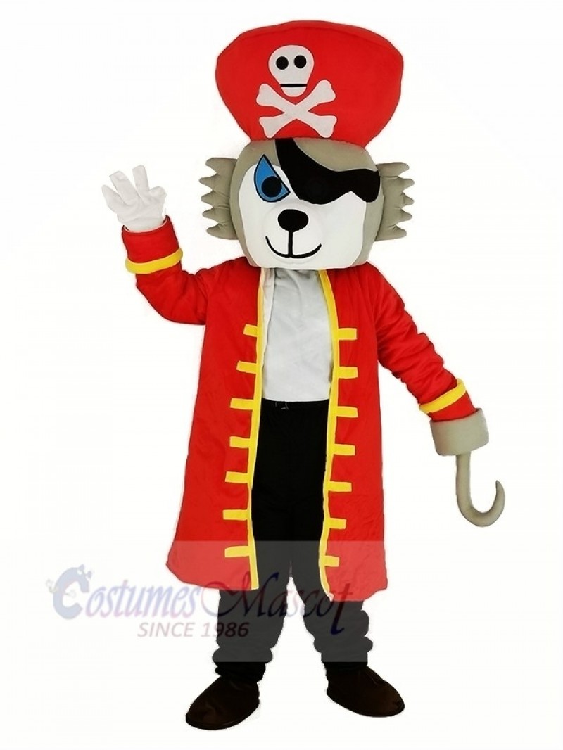 Pirate Wolf with Red Coat Mascot Costume Animal