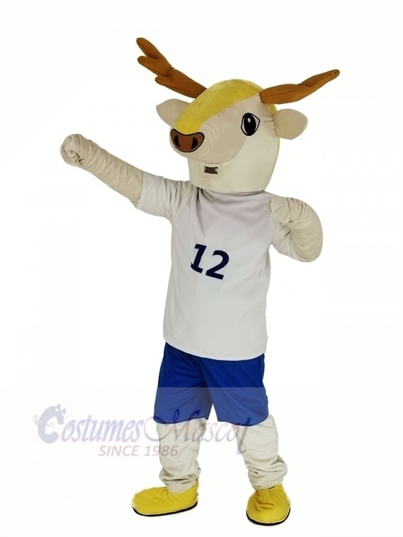 Brown Deer in White Clothes Mascot Costume Animal