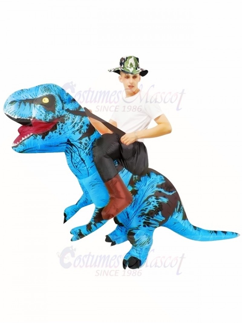 Blue Tyrannosaurus T-Rex Inflatable Carry Me Ride On Costume