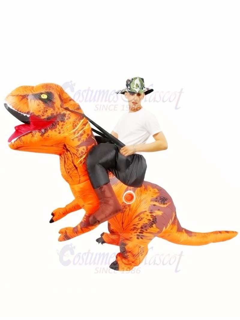 Orange Tyrannosaurus T-Rex Inflatable Carry Me Ride On Costume