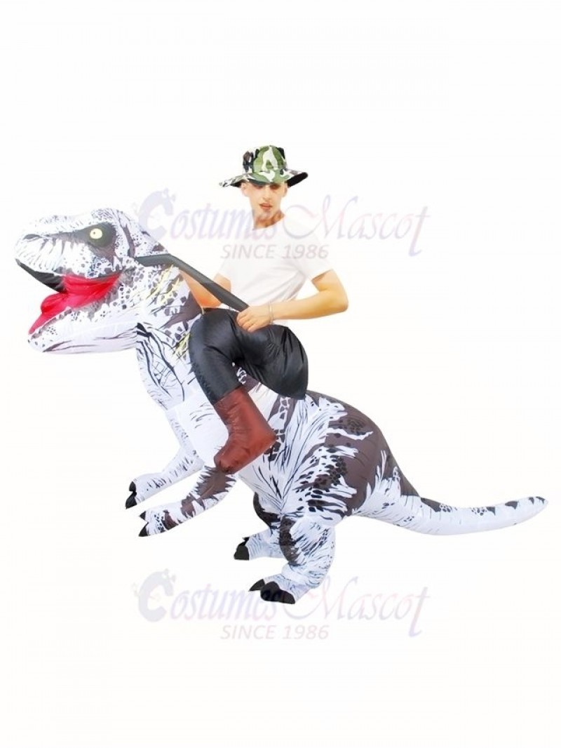 White Tyrannosaurus T-Rex Inflatable Carry Me Ride On Costume