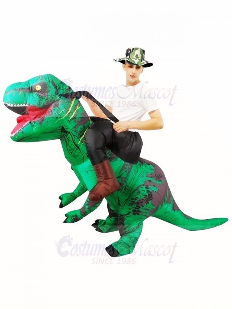 Green Tyrannosaurus T-Rex Inflatable Carry Me Ride On Costume