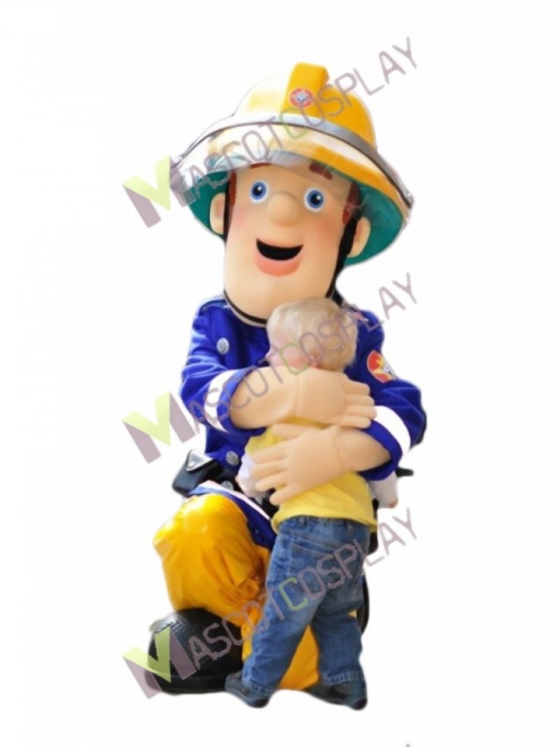 High Quality Adult Fireman Sam Mascot Costume