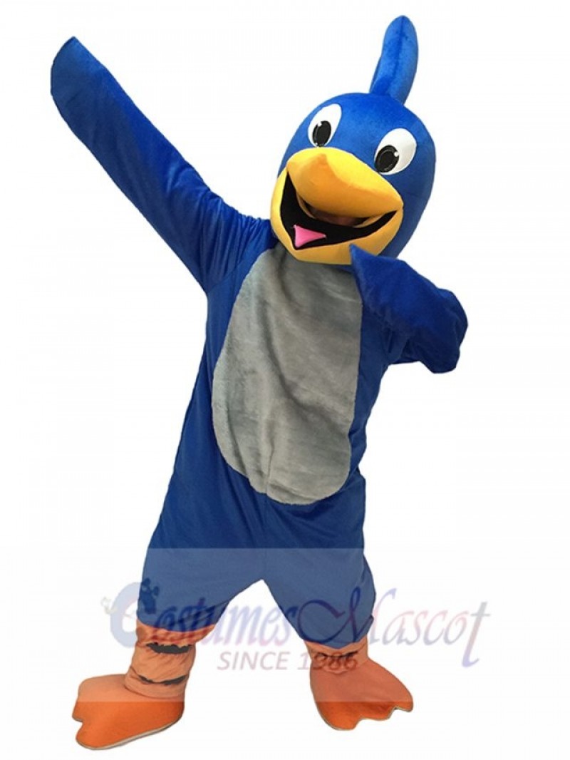 Cute Blue Roadrunner Mascot Costume