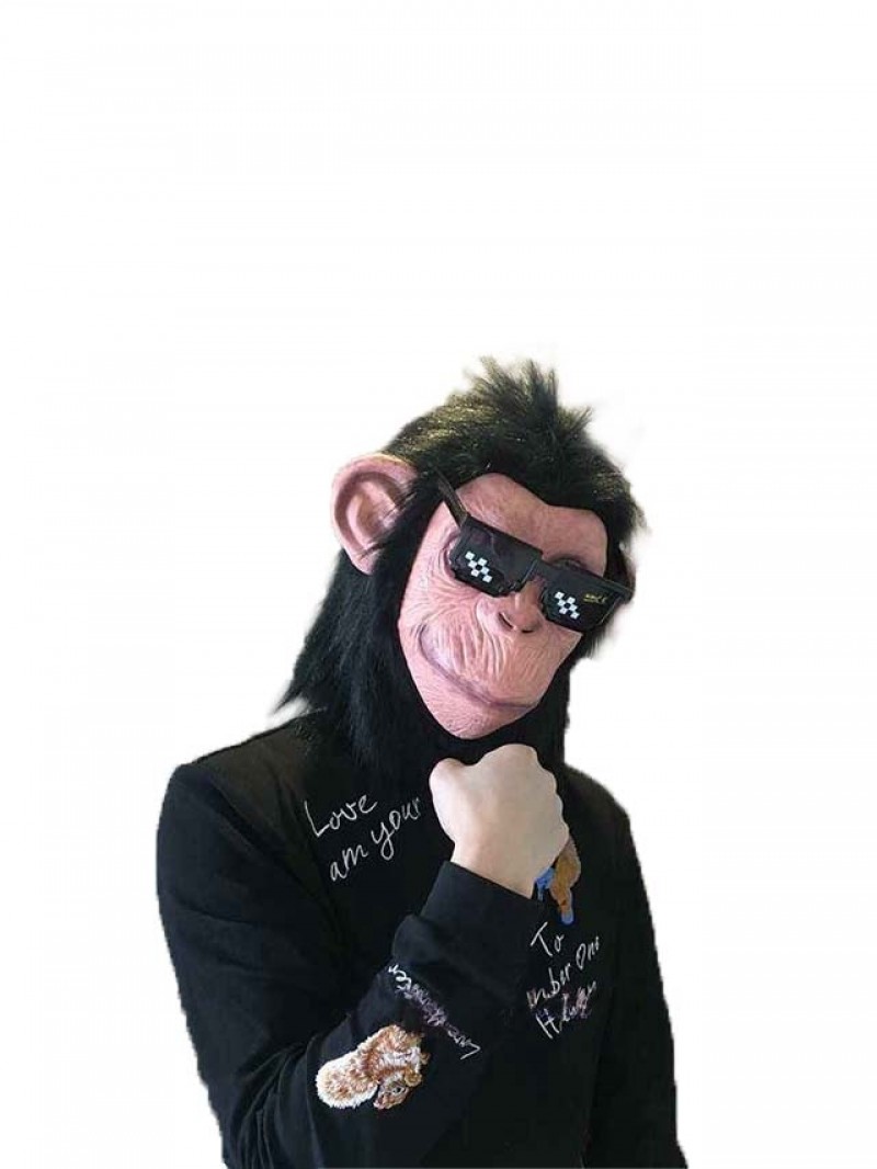 Hairy Latex Chimpanzee Gorilla Head Mask Full Head Animal Mask Cosplay Masquerade