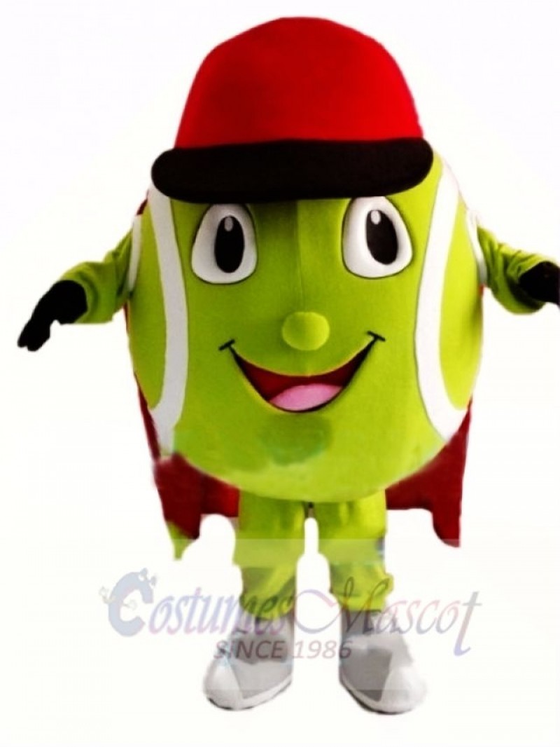 Cartoon Tennis Ball With Red Cap Mascot Costume 