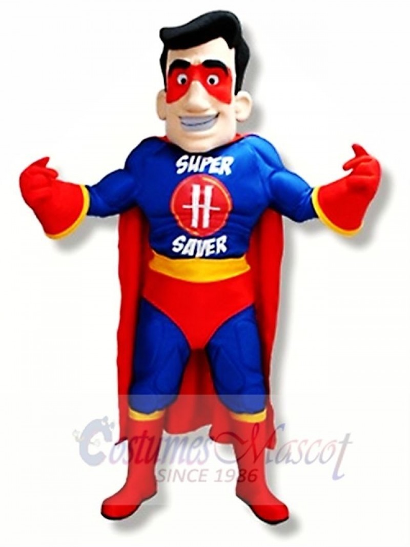 Blue & Red Superhero Mascot Costume 