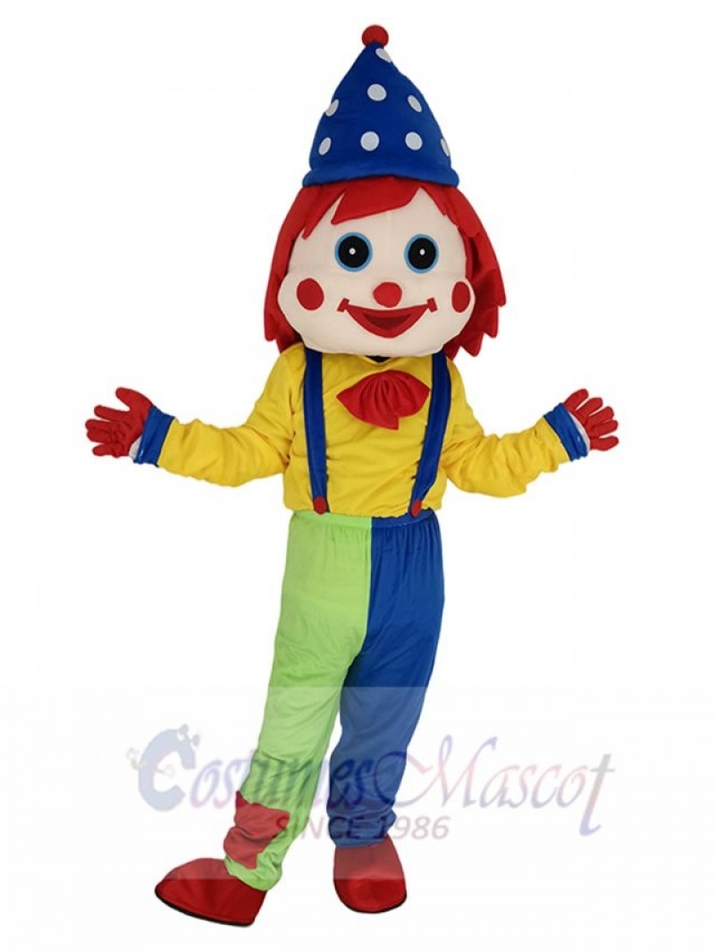 Funny Clown with Blue Hat Mascot Costume People