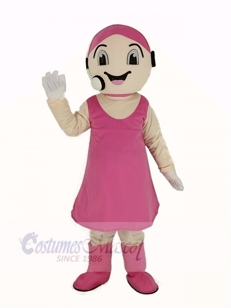 Customer Service Representative in Pink Dress Mascot Costume