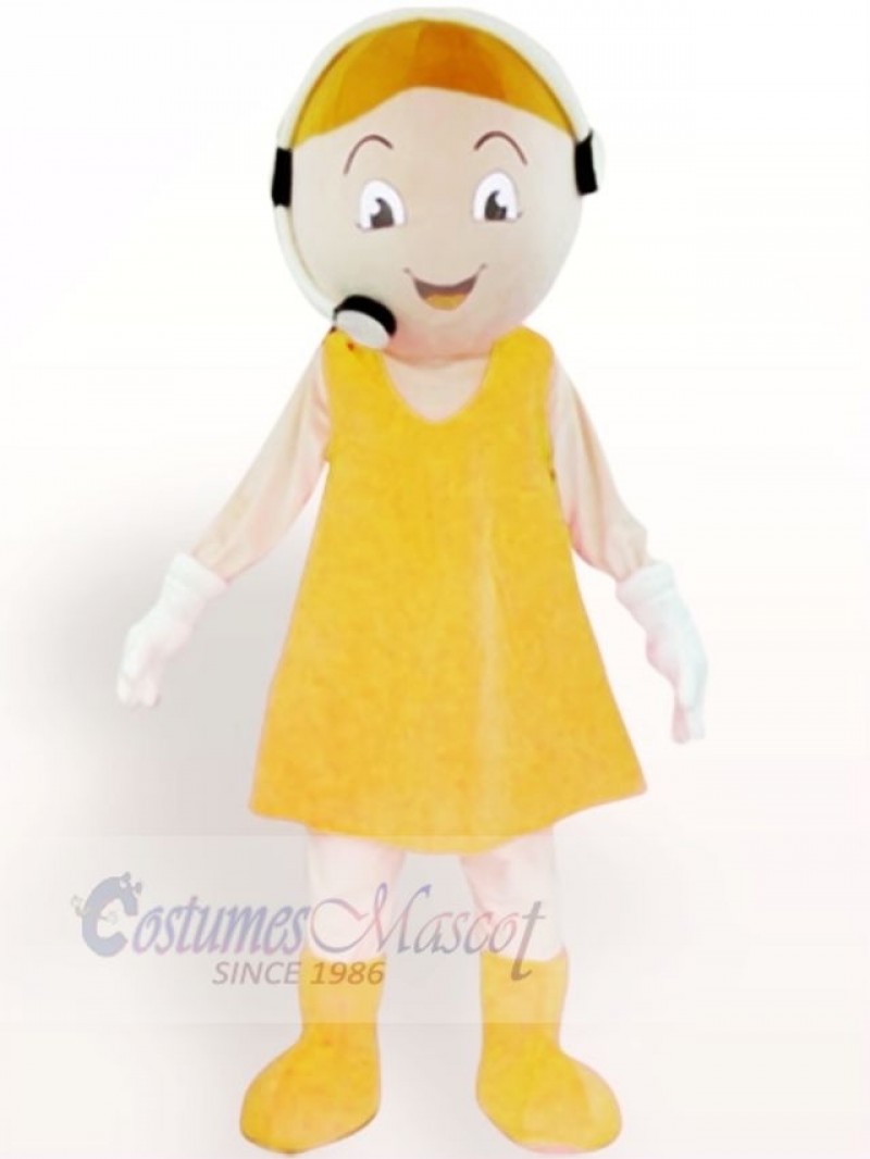 Customer Service Representative Plush Adult in Yellow Dress Mascot Costume