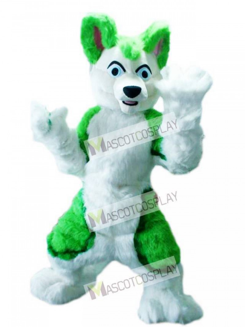 Green Husky Dog Adult Mascot Costume Animal