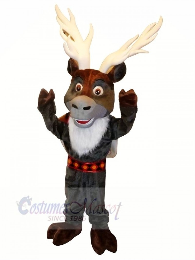 Grey Reindeer with Big Eyes Mascot Costumes Cartoon