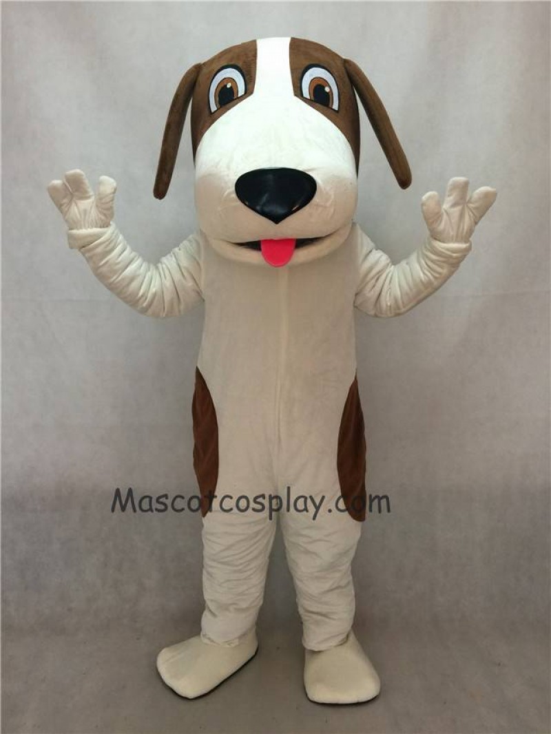Brown and White Woofer Dog Mascot Costume