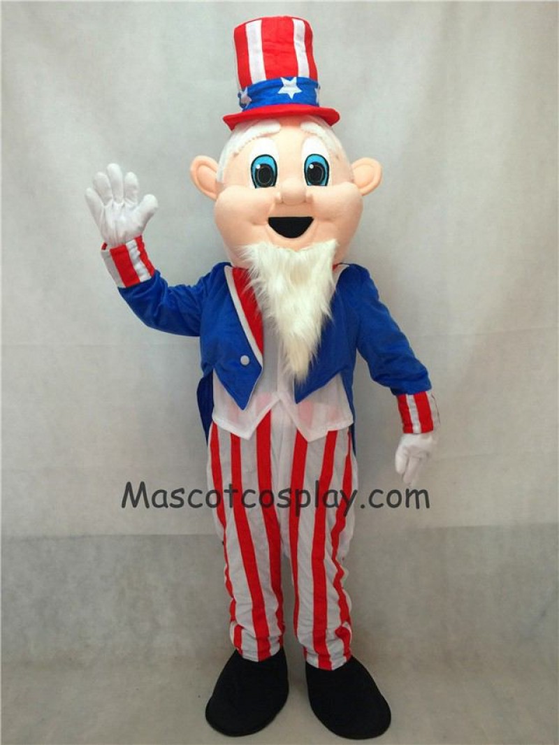 Hot Sale Adorable Realistic New Uncle Sam Patriotic Mascot Costume with Hat