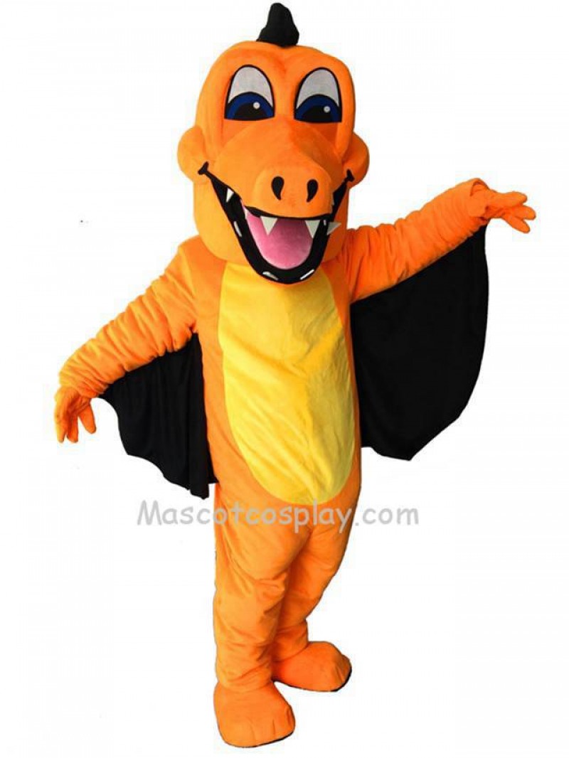 New Orange Dragon with Wing Mascot Costume