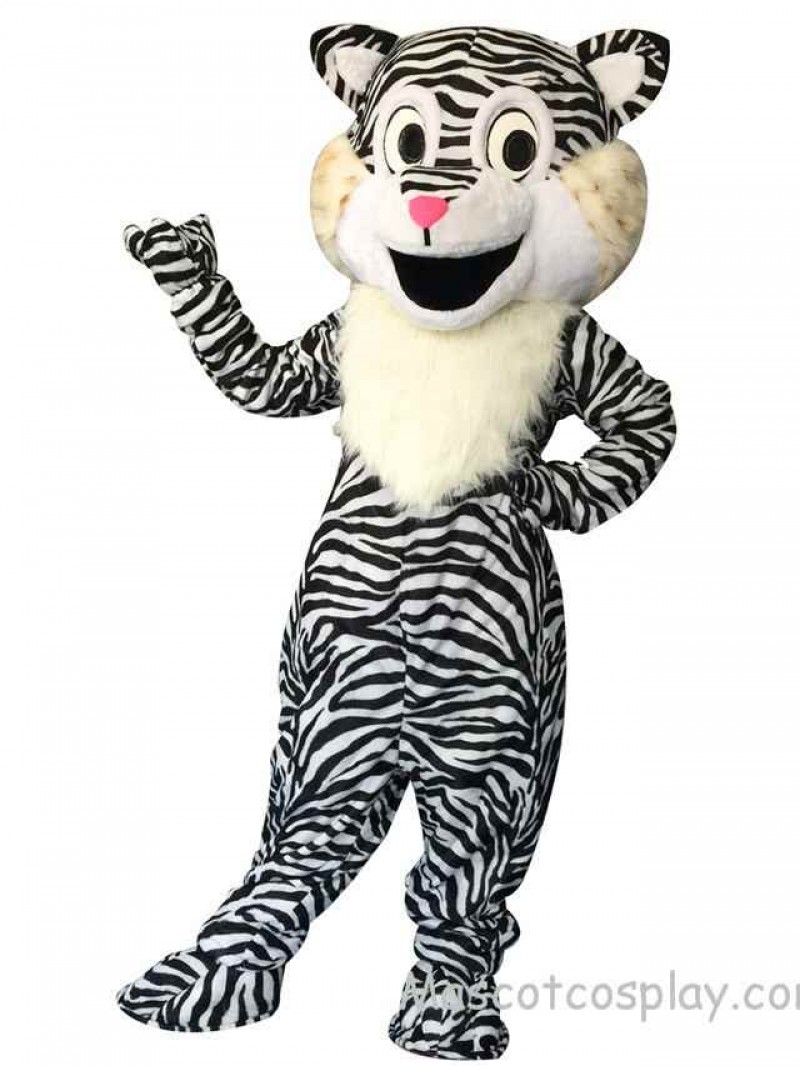 Cute Shy White Lion Mascot Costume