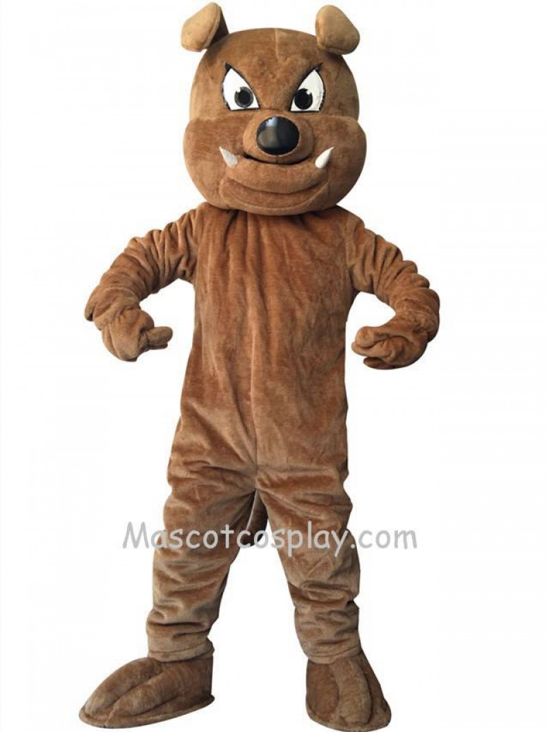 Cute Brown Buster Bulldog Dog Mascot Costume