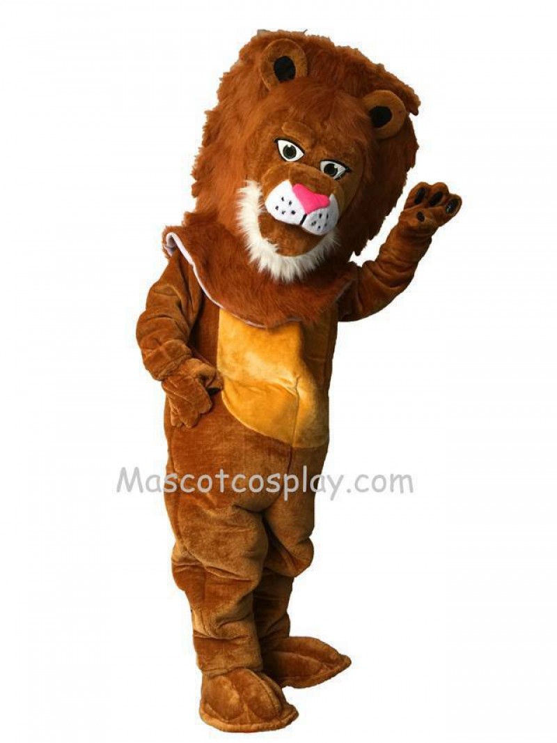 Cute Tan Wally Lion Mascot Costume