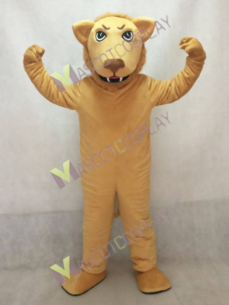 Cute Tan Leslie Lion Mascot Costume