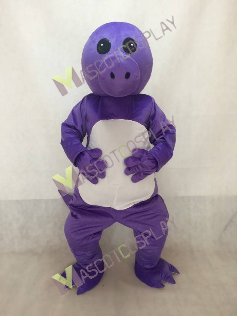 Purple Dinosaur Mascot Costume with White Belly