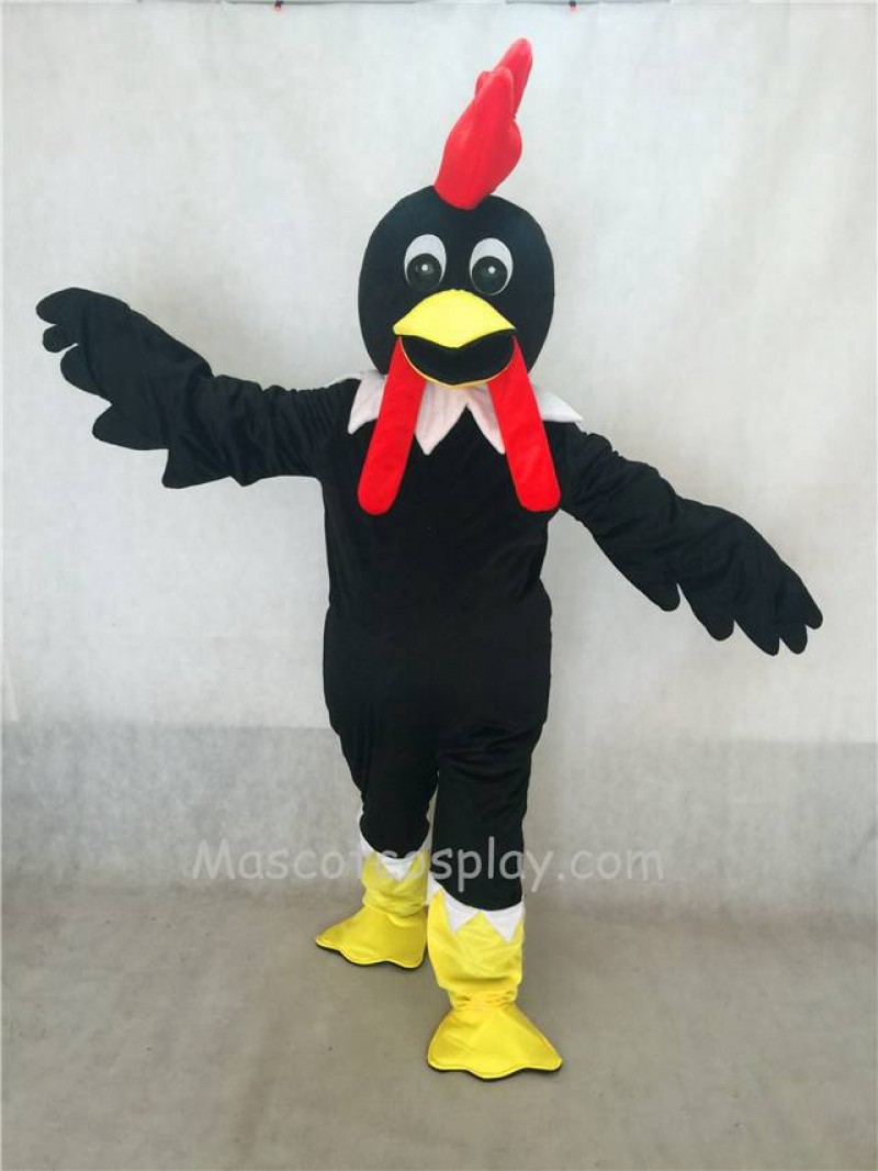 Hot Sale Adorable Realistic New Popular Professional Black Rooster Mascot Costume with Red Cockscomb